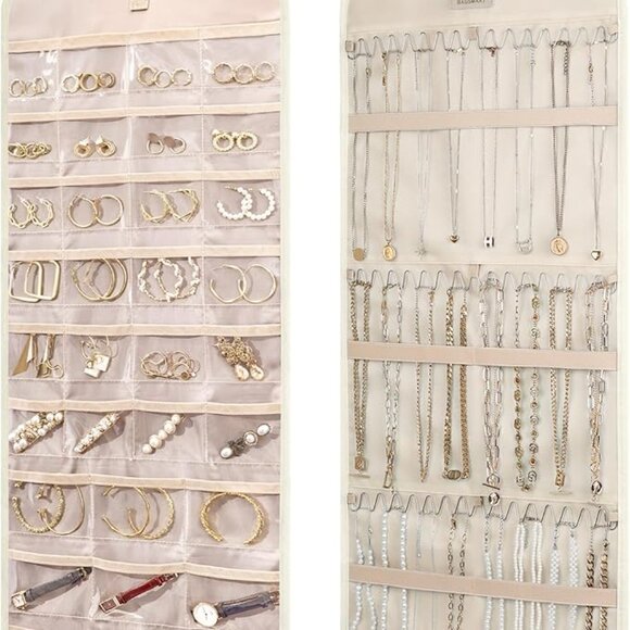 BAGSMART Hanging Jewelry Organizer Storage Roll with Hanger Metal Hooks … - Picture 8 of 9